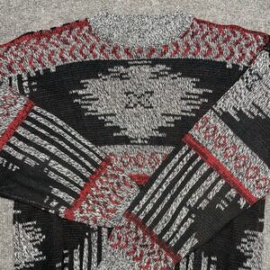 Vintage Sostanza Sweater Mens Med Red Black Aztec Southwestern Acrylic Pullover